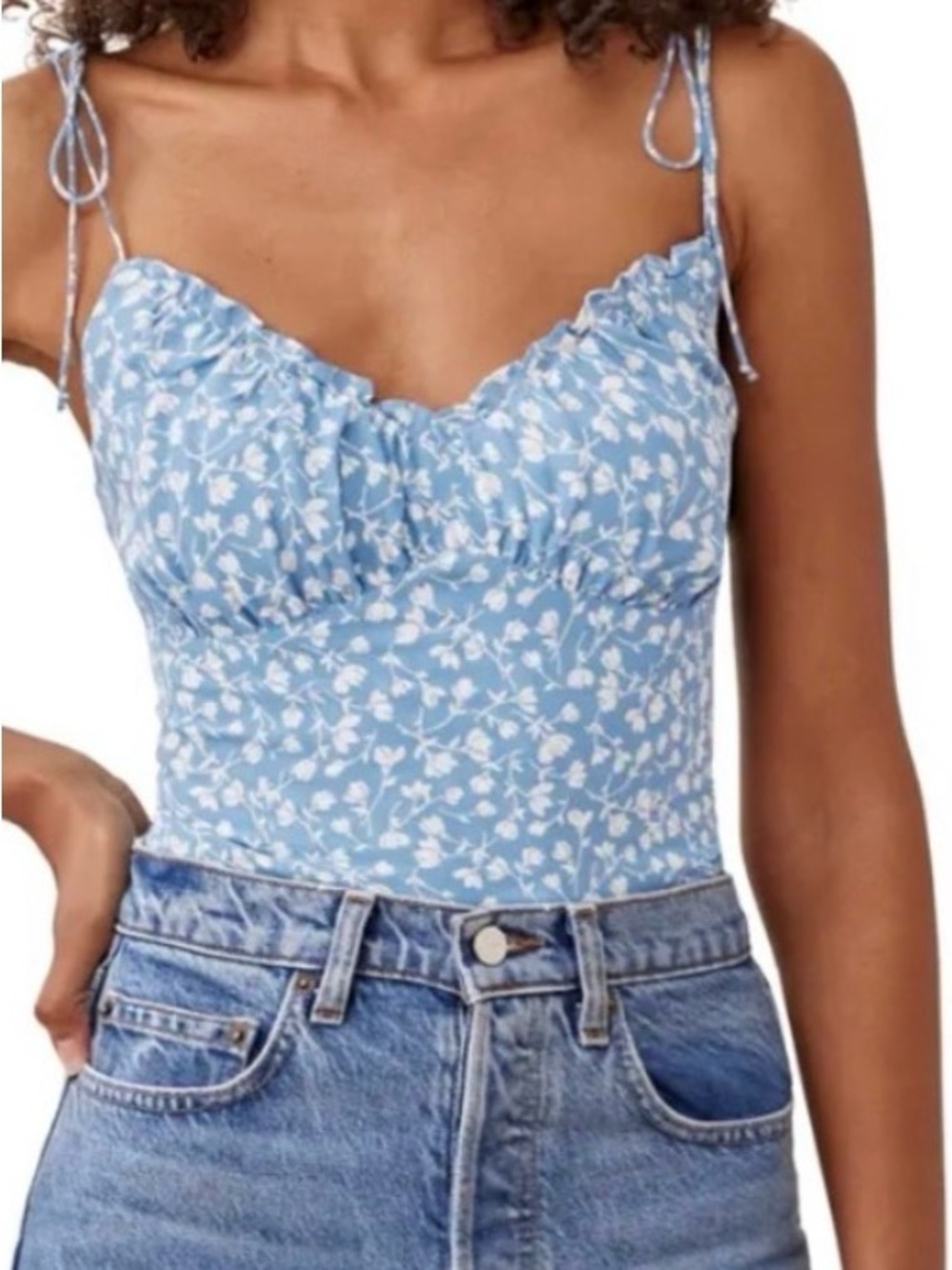 Reformation Blue and White Floral Cami